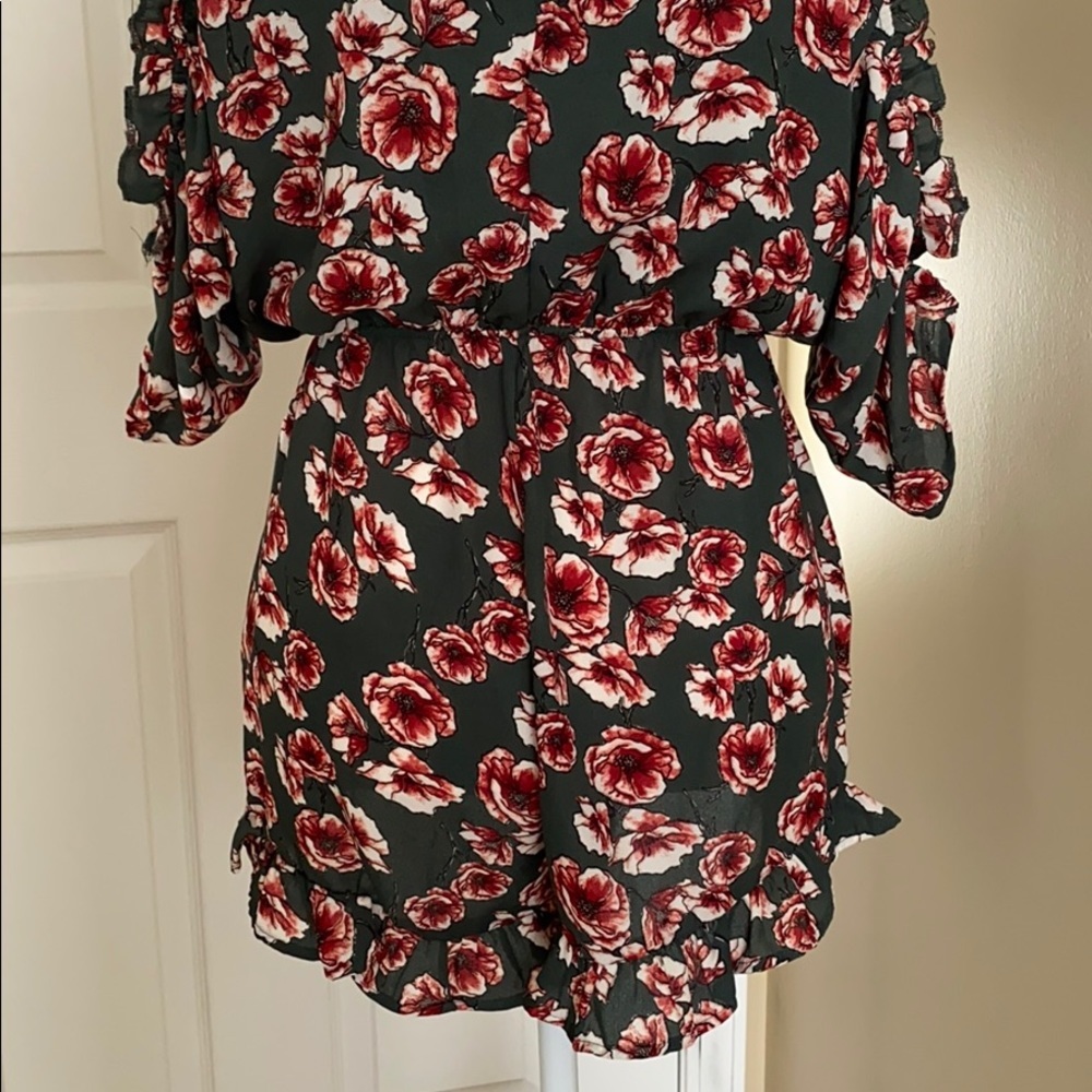 Rose Romper with Ruffles Off-Shoulder, Small Cottagecore - Picture 9 of 15
